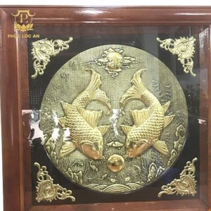 Tranh Lý Ngư Vọng Nguyệt Bằng Đồng Nguyên Chất