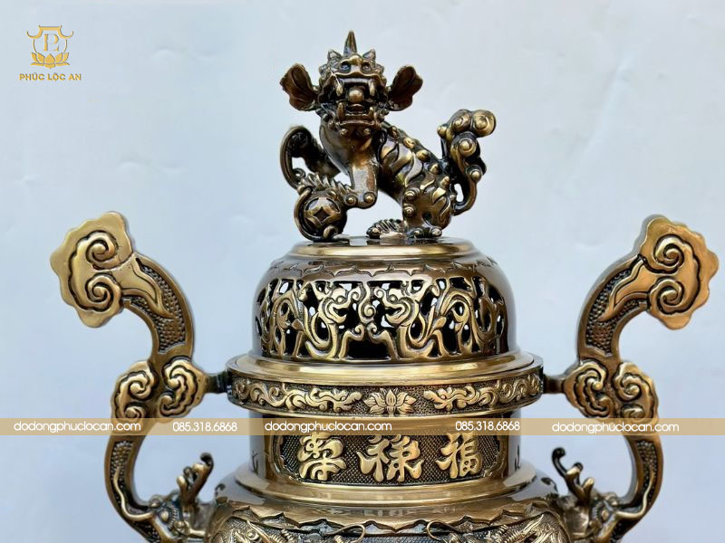 Bộ Ngũ sự đỉnh rồng đúc nổi 3D bằng đồng vàng | Phúc Lộc An