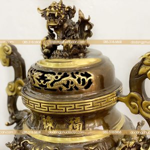 Alternative view of Đỉnh Đồng Rồng 60cm – Phiên Bản Cạo Màu & Vàng Điểm