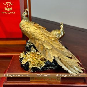Tượng Đôi Chim Công Vinh Hoa Phú Quý Cát Tường Dát Vàng 24K