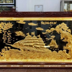 Tranh Thuận Buồm Xuôi Gió Bằng Đồng Mạ Vàng 24k