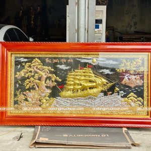 Tranh Thuận Buồm Xuôi Gió Bằng Đồng Mạ Vàng Bạc
