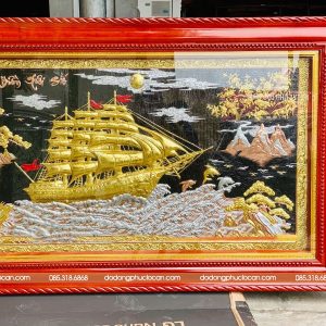 Alternative view of Tranh Thuận Buồm Xuôi Gió Bằng Đồng Mạ Vàng Bạc