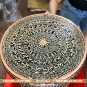 Trống đồng Đông Sơn tinh xảo – Đường kính 50 cm, đúc thủ công