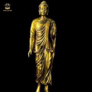 Tượng Phật Thích Ca đứng bằng đồng thau cao 60cm