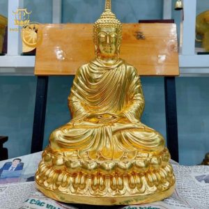 Tượng Thích Ca Bằng Đồng Vàng Dát Vàng 24K