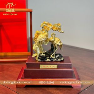 Tượng Tùng Hạc Diên Niên Dát Vàng 24K – Quà Tặng Trường Thọ, May Mắn